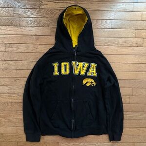 Iowa Hawkeyes Zip-Up Hoodie Black Yellow NCAA College Sweatshirt